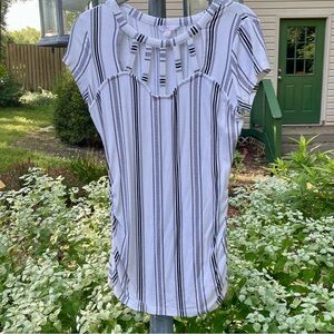 Candie's black and white striped top, ruched sides